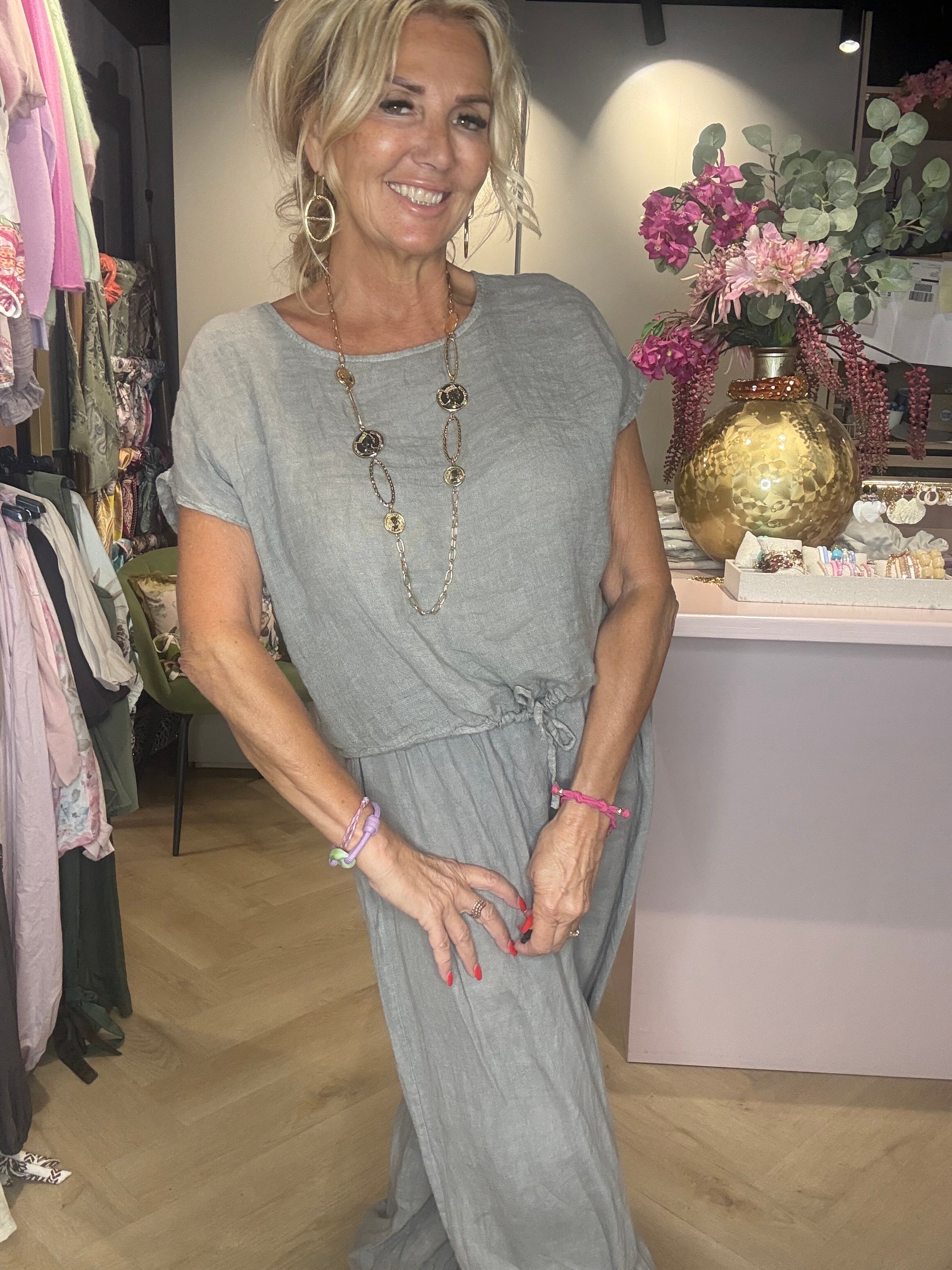 Linned top taupe
